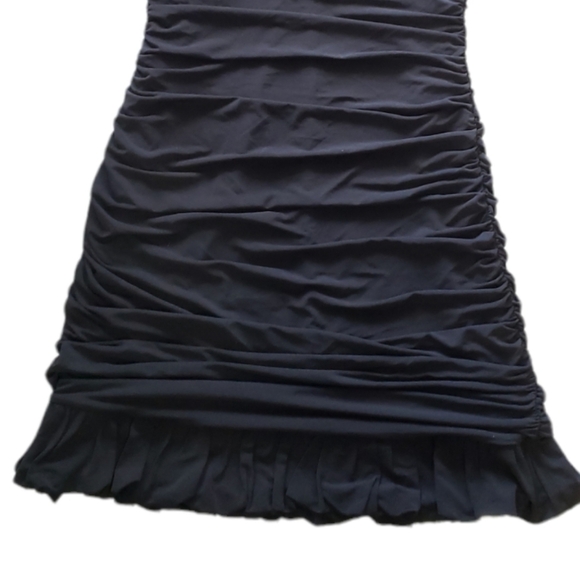 NWT BCBG Maxazria Black Empire Ruched Mini Dress Sleeveless V, Size M - Picture 12 of 12